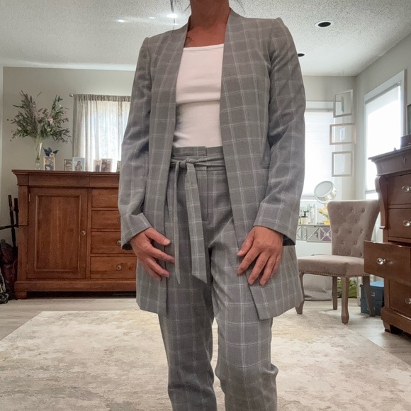 Calvin Klein Gray Plaid Pantsuit - Picture 1 of 6